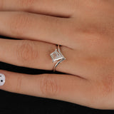 Kite Cut Lab Grown Diamond V Shape Solitaire Engagement Ring