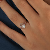 Kite Cut Lab Grown Diamond V Shape Solitaire Engagement Ring