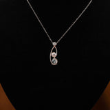 White & Green Round Cut Lab Grown Diamond Two Stone Pendant Necklace