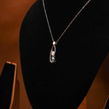 White & Green Round Cut Lab Grown Diamond Two Stone Pendant Necklace