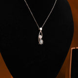 White & Green Round Cut Lab Grown Diamond Two Stone Pendant Necklace