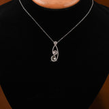 White & Green Round Cut Lab Grown Diamond Two Stone Pendant Necklace