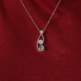 White & Green Round Cut Lab Grown Diamond Two Stone Pendant Necklace