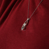 White & Green Round Cut Lab Grown Diamond Two Stone Pendant Necklace