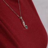 White & Green Round Cut Lab Grown Diamond Two Stone Pendant Necklace