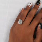 Radiant Cut Lab Grown Diamond Halo & Pave Engagement Ring