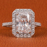 Radiant Cut Lab Grown Diamond Halo & Pave Engagement Ring