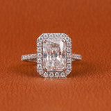 Radiant Cut Lab Grown Diamond Halo & Pave Engagement Ring