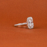 Radiant Cut Lab Grown Diamond Halo & Pave Engagement Ring