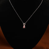 Pink Pear & Round Cut Lab Grown Diamond Two Stone Pendant Necklace