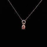 Pink Pear & Round Cut Lab Grown Diamond Two Stone Pendant Necklace