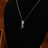 Pink Pear & Round Cut Lab Grown Diamond Two Stone Pendant Necklace