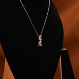 Pink Pear & Round Cut Lab Grown Diamond Two Stone Pendant Necklace