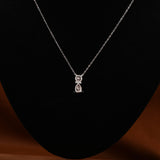 Pink Pear & Round Cut Lab Grown Diamond Two Stone Pendant Necklace