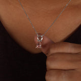 Pink Pear & Round Cut Lab Grown Diamond Two Stone Pendant Necklace