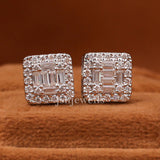 Round & Baguette Cut Lab Grown Diamond Cluster Earrings