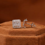Round & Baguette Cut Lab Grown Diamond Cluster Earrings
