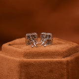 Round & Baguette Cut Lab Grown Diamond Cluster Earrings