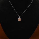 Yellow Square Radiant Cut Lab Grown Diamond Halo Pendant Necklace