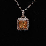 Yellow Square Radiant Cut Lab Grown Diamond Halo Pendant Necklace