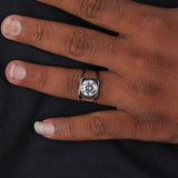 Round Cut Lab Grown Diamond Bezel Solitaire Men's Ring