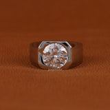 Round Cut Lab Grown Diamond Bezel Solitaire Men's Ring