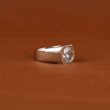 Round Cut Lab Grown Diamond Bezel Solitaire Men's Ring