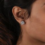 Round & Baguette Cut Lab Grown Diamond Cluster Earrings