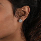 Round & Baguette Cut Lab Grown Diamond Cluster Earrings