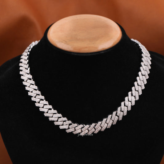 Round Cut Lab Grown Diamond Cuban Chain Necklace