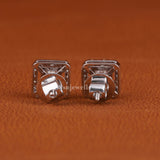 Princess Cut Lab Grown Diamond Halo Stud Earrings