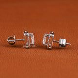 Princess Cut Lab Grown Diamond Halo Stud Earrings