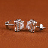 Princess Cut Lab Grown Diamond Halo Stud Earrings
