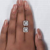 Princess Cut Lab Grown Diamond Halo Stud Earrings