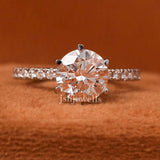 Round Cut Lab Grown Diamond Pave Setting Engagement Ring