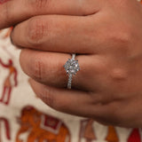 Round Cut Lab Grown Diamond Pave Setting Engagement Ring