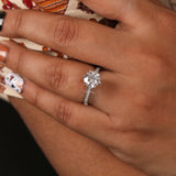 Round Cut Lab Grown Diamond Pave Setting Engagement Ring