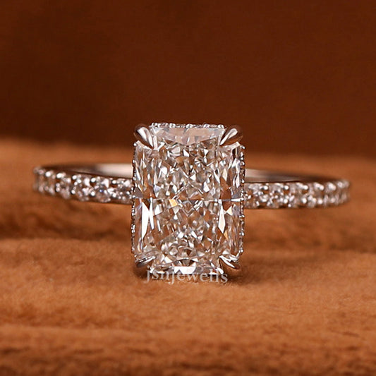 Radiant Cut Engagement Rings – Lab Diamond Hidden Halo & Pave