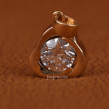 Round Cut Lab Grown Diamond Flower Solitaire Pendant Necklace