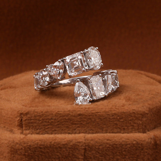 Multi Cuts Lab Grown Diamond Bypass Style Wedding Band