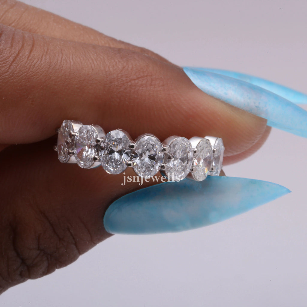 0.15 Carat Each Oval Diamond 7 Stone Bridal Set Band