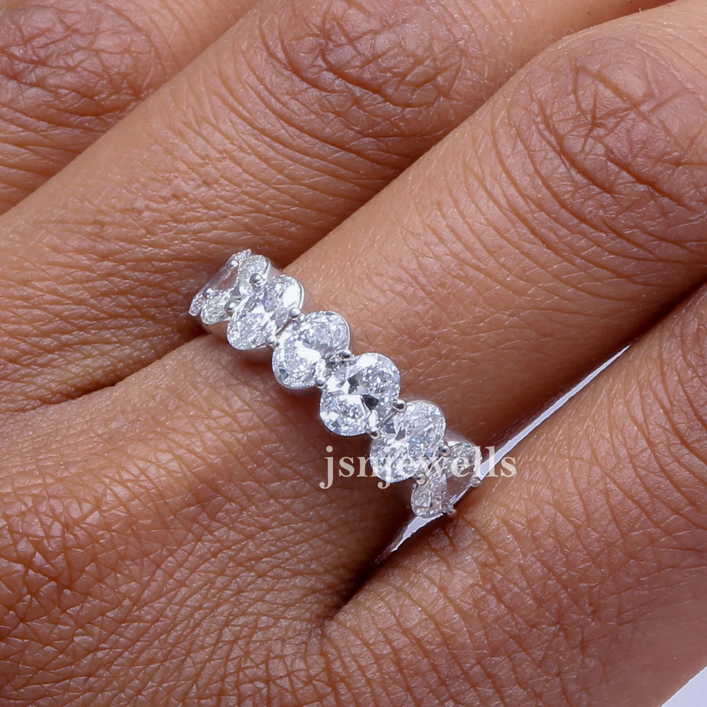 0.15 Carat Each Oval Diamond 7 Stone Bridal Set Band