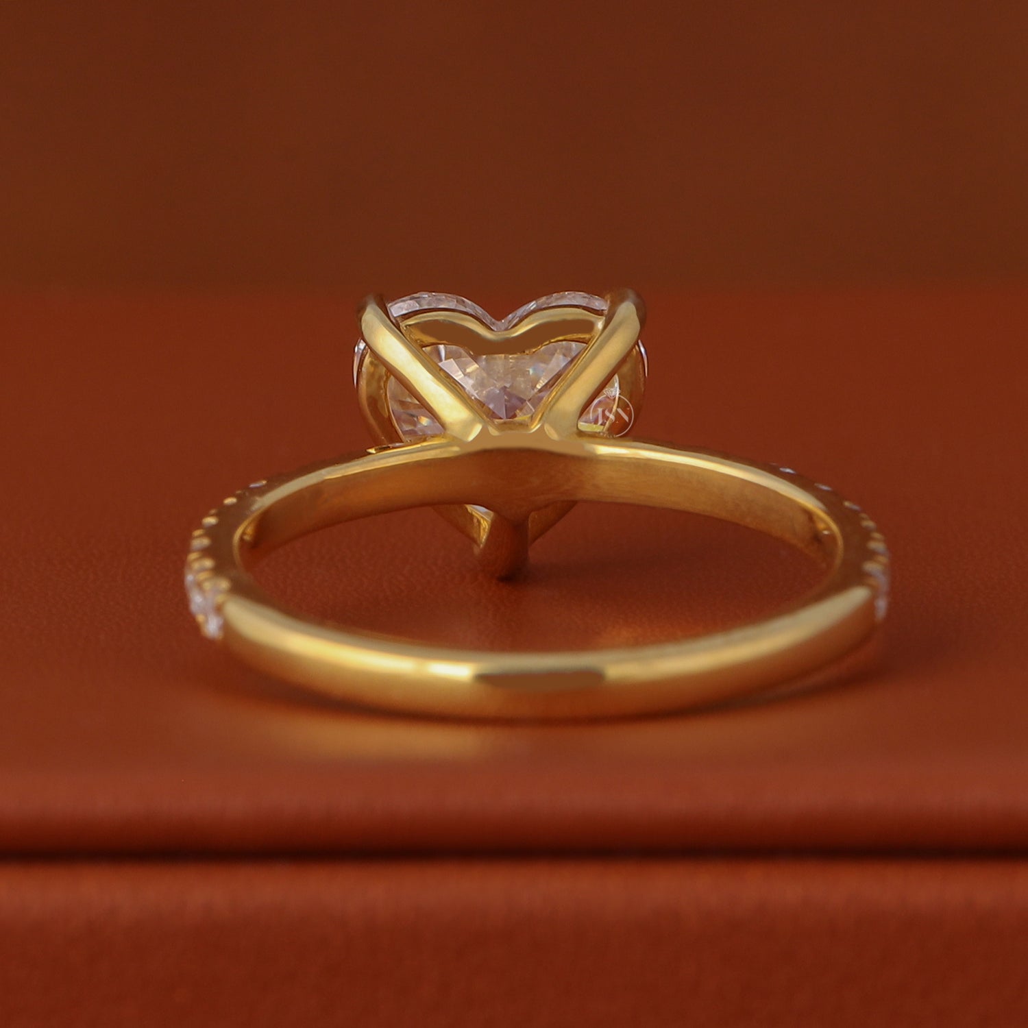 heart shape Lab Grown Diamond Pave Engagement Ring 10k/14k/18k Solid Gold IGI Certified
