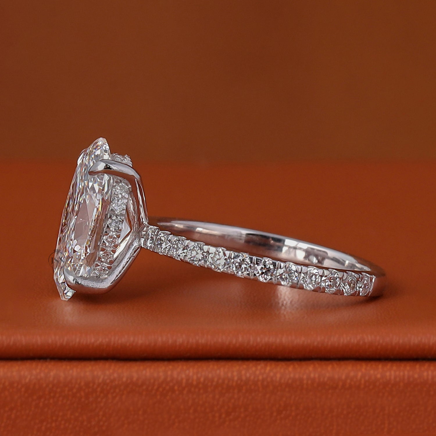 Oval Cut Lab-Grown Diamond Engagement Ring | Hidden Halo & Pave Wedding Band Ring