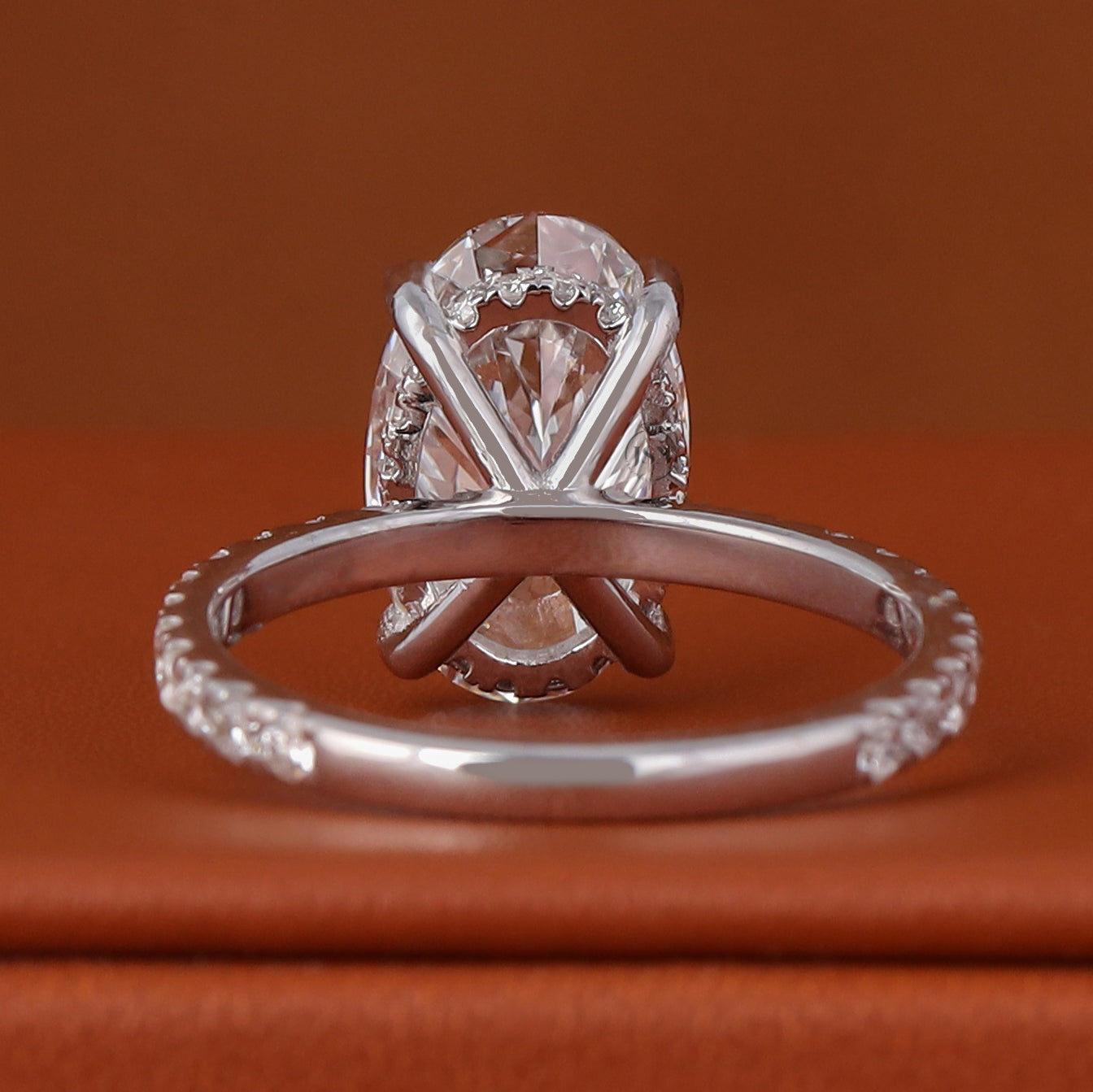 Oval Cut Lab-Grown Diamond Engagement Ring | Hidden Halo & Pave Wedding Band Ring