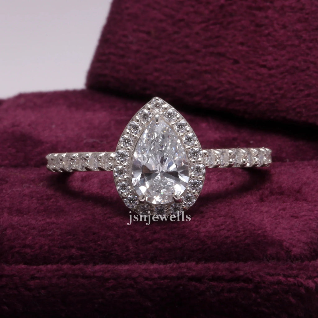 1.50 Carat Pear Cut CVD Lab Grown Diamond Halo Engagement Ring