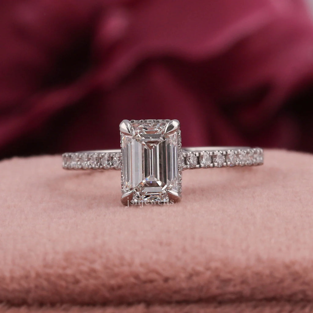 1.5 CT Emerald Cut Lab Diamond Engagement Ring