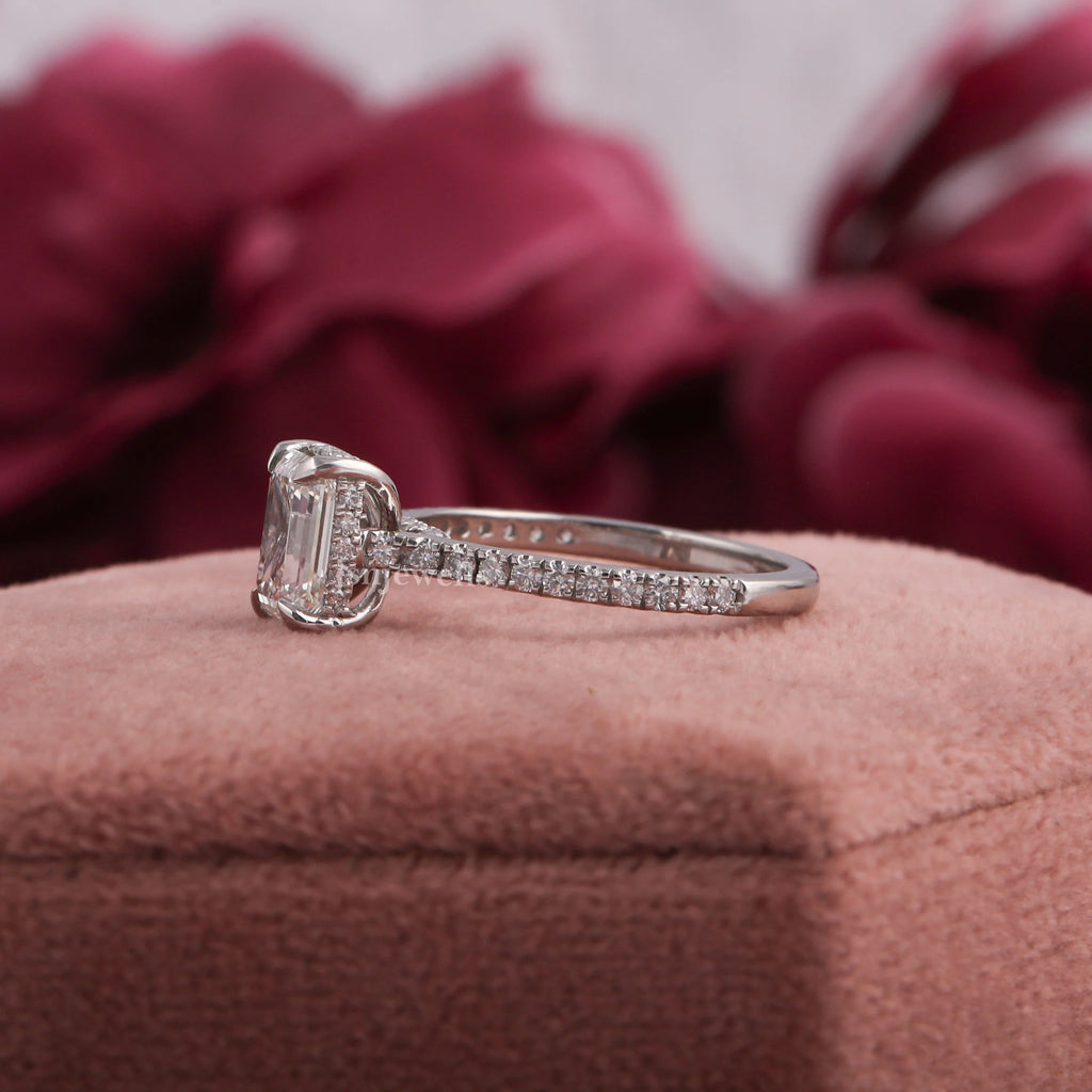 1.5 CT Emerald Cut Lab Diamond Engagement Ring