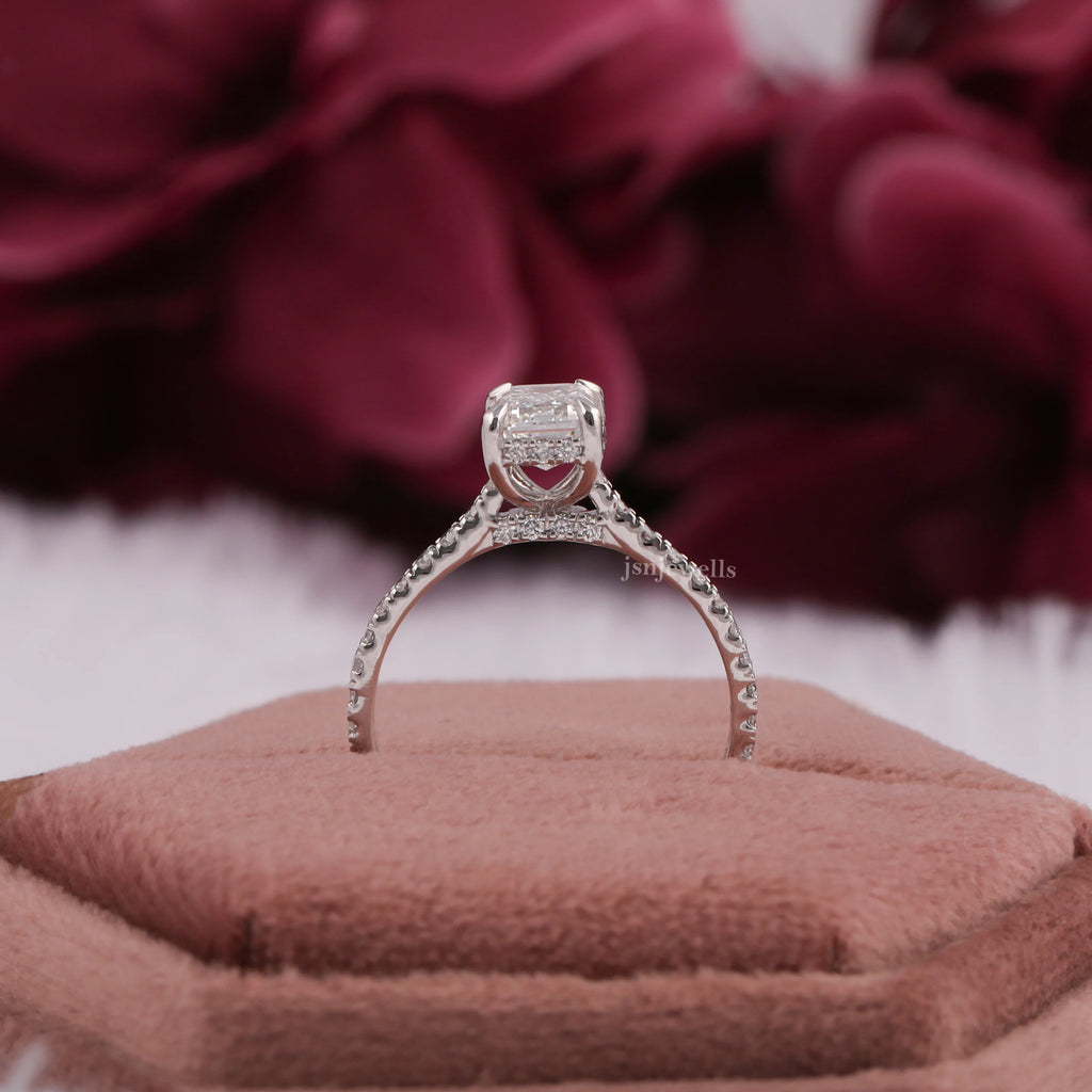 1.5 CT Emerald Cut Lab Diamond Engagement Ring