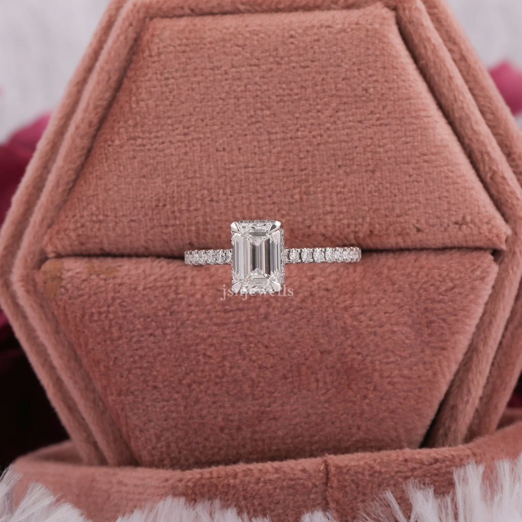 1.5 CT Emerald Cut Lab Diamond Engagement Ring